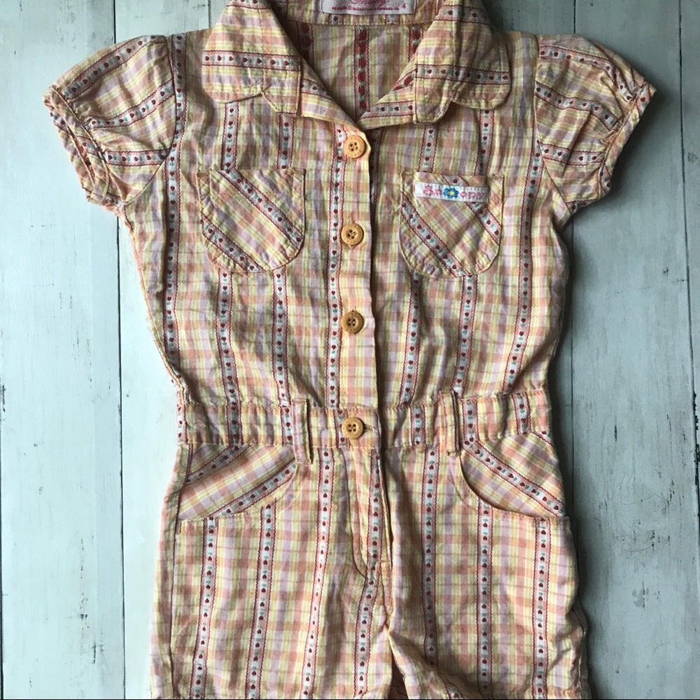 Vintage Snoopy Yellow/Pink Shorts Romper size 4